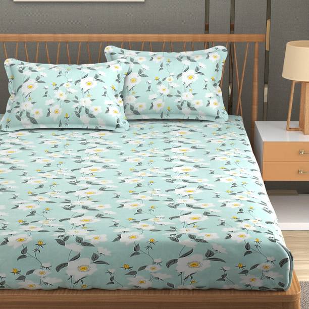 Mafatlal 160 TC Cotton Double Floral Flat Bedsheet