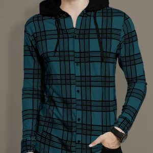 EyeBogler Men Colorblock Hooded Neck Cotton Blend Blue T-Shirt