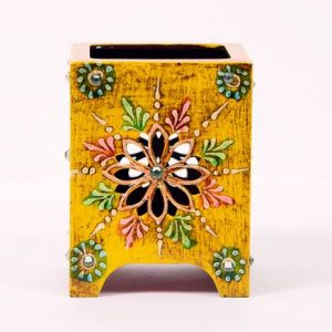 Bhavya Art and Craft 1 Compartments Wooden Pen Stand|Wo...