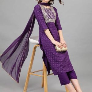 NYPA Women Viscose Rayon Kurta Pant Dupatta Set