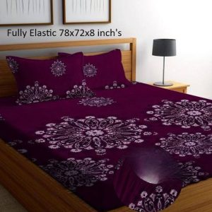 GACHDECOR 280 TC Microfiber King Printed Fitted (Elasti...