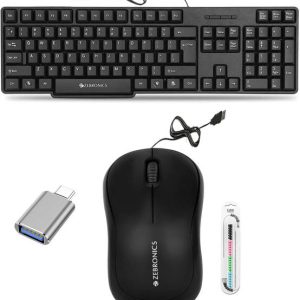 TagVin Wired K20 Keyboard, Mouse, C-OTG & Cable Protect...