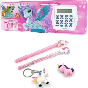 Joy Junction Inbuilt Calculator Unicorn Pencil Box Geom...