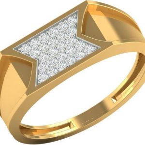 KISNA Diamond & Gold Ring for Men 14kt Diamond Yellow G...