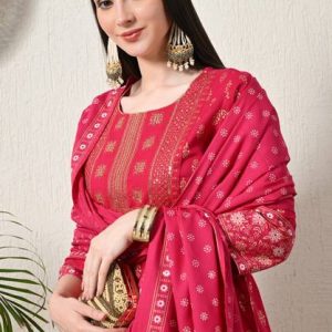 vidhani Women Viscose Rayon Kurta Pant Dupatta Set