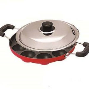 HoneyDell 12 Cavities Non Stick Appam Patra with Lid an...