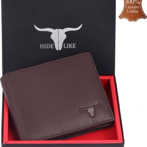 HIDE LIKE Men Casual, Trendy Brown Genuine Leather RFID Wallet