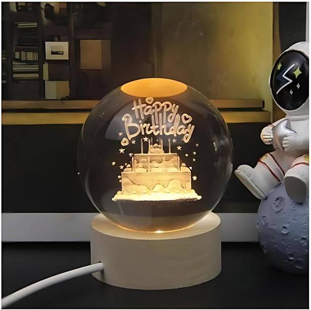 Everglow 3D Crystal Happy Birthday Lamp Engraved Crysta...