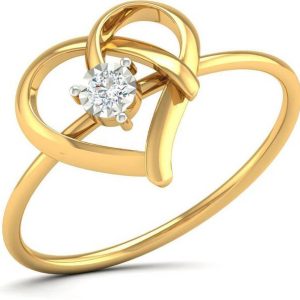 KISNA Diamond Gold Ring for Women 14kt Diamond Yellow G...