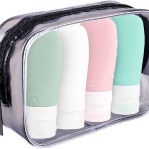 MINITUL Portable Travel Bottles Pack of 4 & Wash Bag Travel Toi...