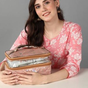 N A PURSE Double Layer Cosmetic Bag Organizer Makeup Po...
