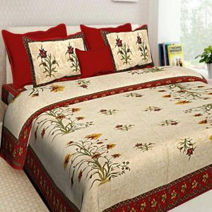 BOMBAY SPEED 280 TC Cotton King Floral Flat Bedsheet