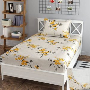 BLUEDOT 200 TC Cotton Single Floral Fitted (Elastic) Be...