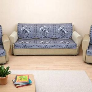 FABDORM Velvet Floral 3+1+1 Seater Sofa Cover