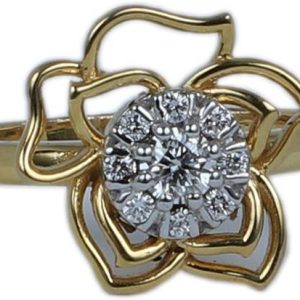 Bliss diamonds The solitaire flower 18kt Diamond Yellow...