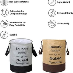 IMCREATIONS 75 L Grey, Beige Laundry Basket