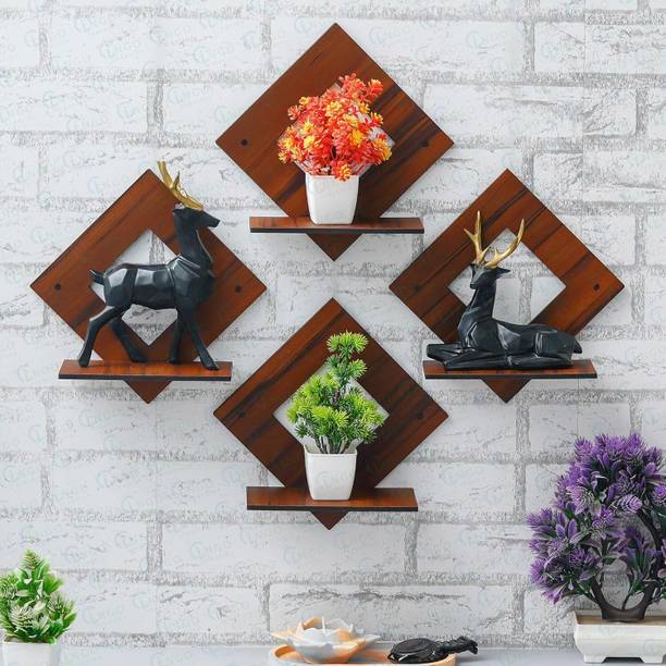 VD Crafts Pot Stand Set of 4 Piece Decorative Wooden Wa...