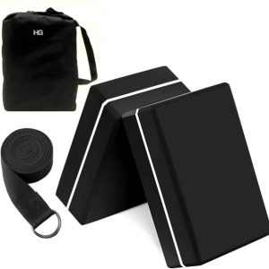 HOMEGALLEY Yoga Blocks Set of 2 with Belt for Exercise ...