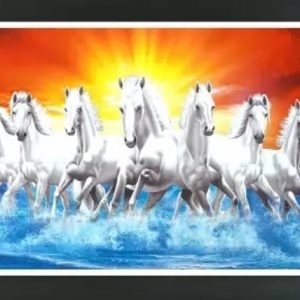 AARTKALA Seven white running horse photo frame | UV Tex...