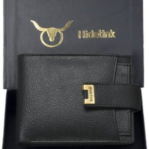 Hidelink Men Black Genuine Leather RFID Wallet - Regular Size