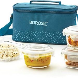BOROSIL Teal Universal Bag, 4 Pc (320ml x 2 Square + 24...