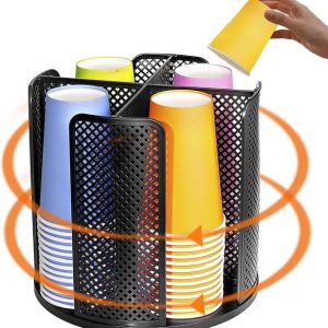 SUPVOX 4 Compartments Plastic Pen Stand