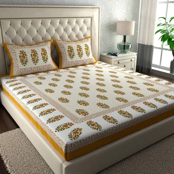 CLOTHOLOGY 144 TC Cotton Double Printed Flat Bedsheet