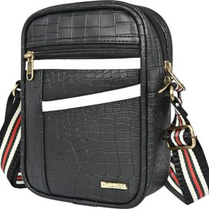 Pramadda Pure Luxury Black Men Sling Bag Elegant Leather Mobile Sling Bag Fo...