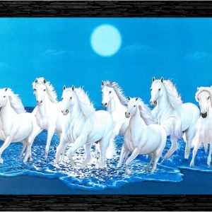 Indianara Vastu Seven Horses Painting (4454BK) -Synthet...
