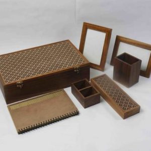 Artiqulate 5 Compartments Teak Wood Office Desk Station...