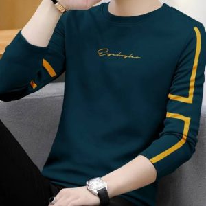 EyeBogler Men Typography Round Neck Cotton Blend Blue T-Shirt