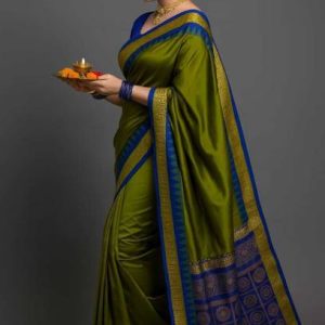 Sijileen Solid/Plain Sambalpuri Art Silk Saree