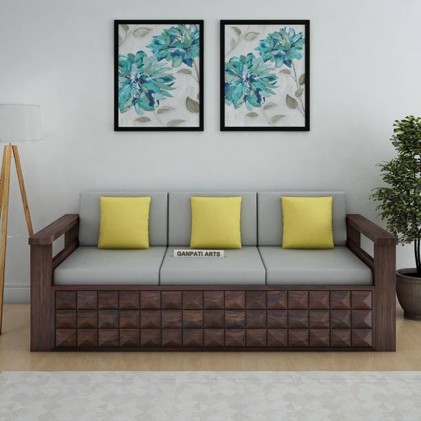 Ganpati Arts Sheesham Wood Diamond 3Seater Sofa with Si...