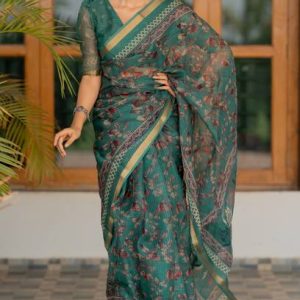 MIRCHI FASHION Printed, Floral Print Kota Doria Polyester Saree