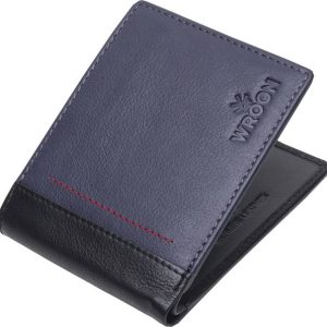 WROGN Men Blue Genuine Leather RFID Wallet