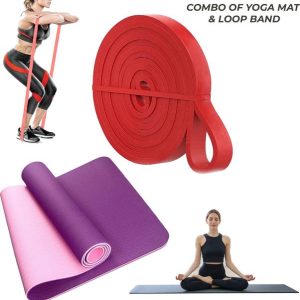 Quickfit QUlCKFlT 6MM TPE Yoga Mat Purple with 13MM Pow...