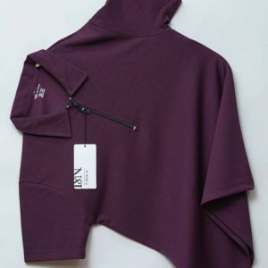 N AND J Men Solid Polo Neck Polyester Purple T-Shirt