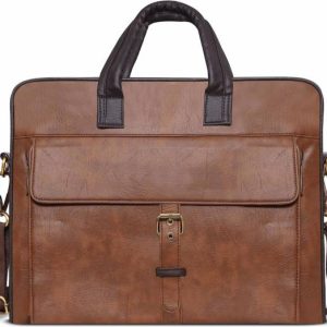 Refresh Styles Tan Color Faux Leather 10L Office Laptop Bag For Men RS...