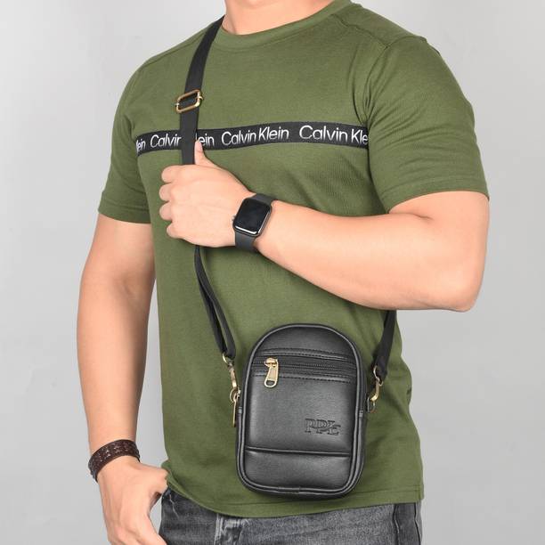 Pramadda Pure Luxury Black Men Sling Bag leather Sling Bag For Men Travel Mo...