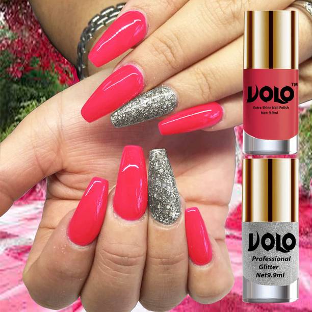 Volo Gloss Shine Light Pink Nail Polish Glitter High Sh...
