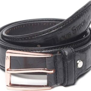 LOUIS STITCH Men Casual Black Genuine Leather Belt