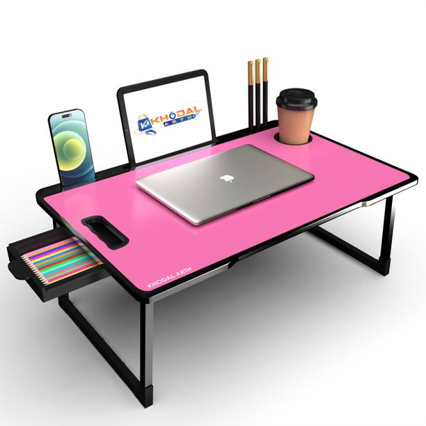 KHODAL ARTH Us Biding Pink color Laptop Table Wood Port...