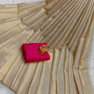 SFCS Solid/Plain Bollywood Tissue Saree