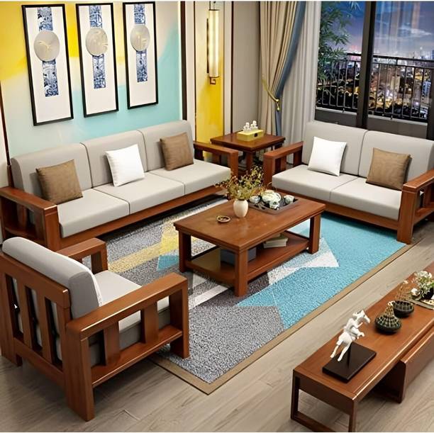 Deepak Art Solid Wood 3 + 2 + 1 Sofa Set