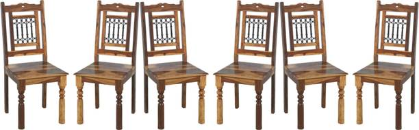 LOONART Solid Sheesham Wood 6 Dining Chairs For Dining ...