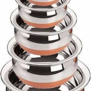 Nirvika Stainless Steel handi set Copper induction Bott...