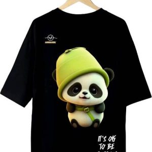 annnekle Women Printed Round Neck Pure Cotton Black T-Shirt
