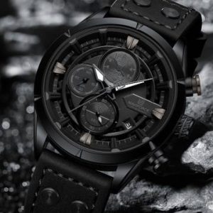 NAVIFORCE Bold Black color carbon fiber crafted dial design with ...