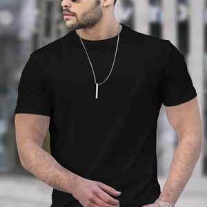 TRIPR Men Solid Round Neck Cotton Blend Black T-Shirt