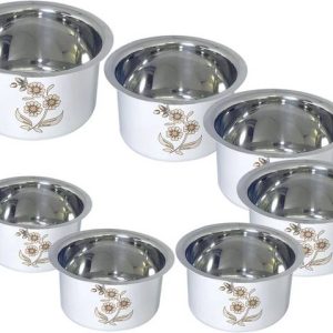 bartan Stainless steel Patila/Bhagona set of 7 (Laser F...